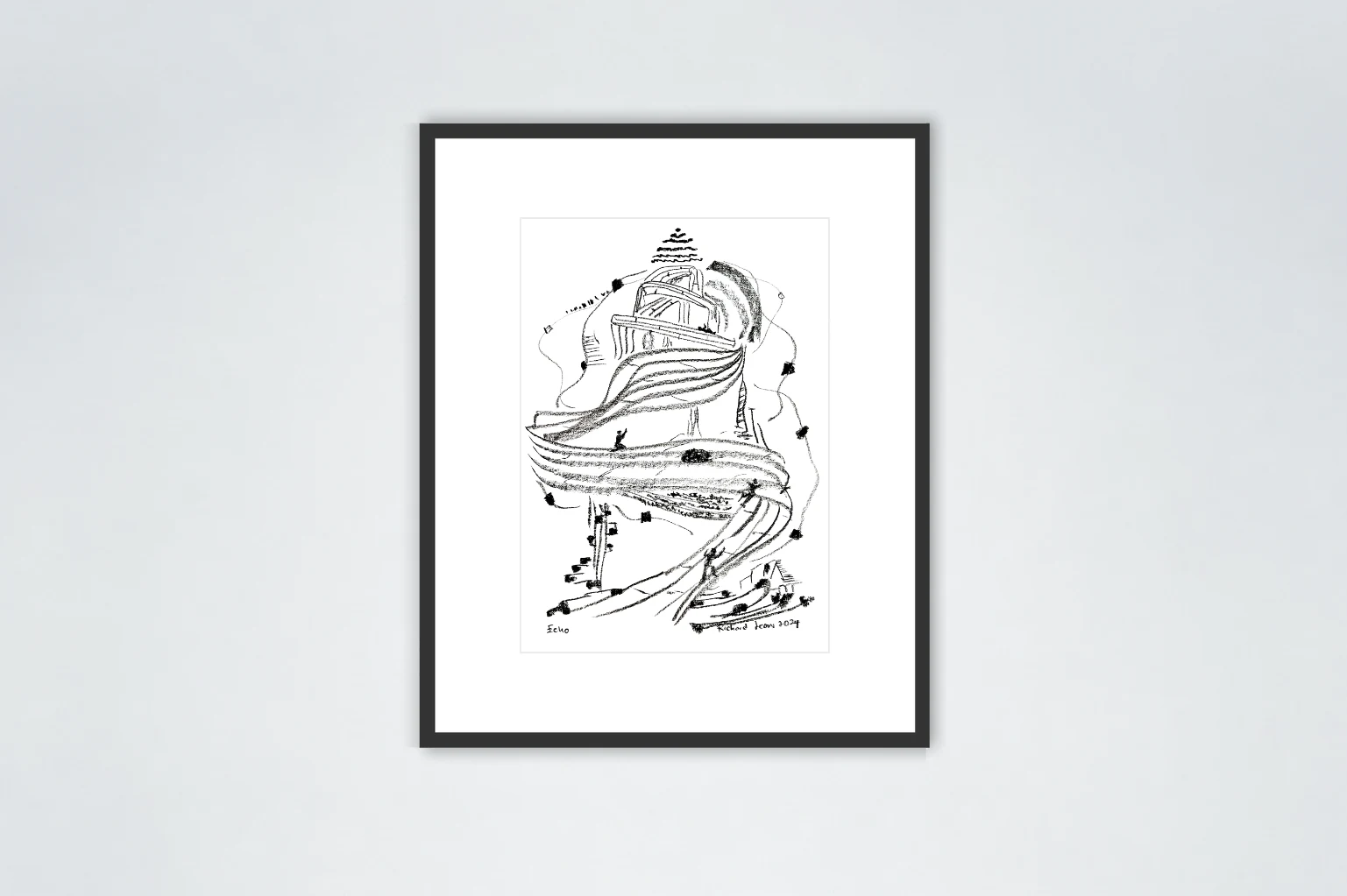 Echo, 2024, charcoal on paper