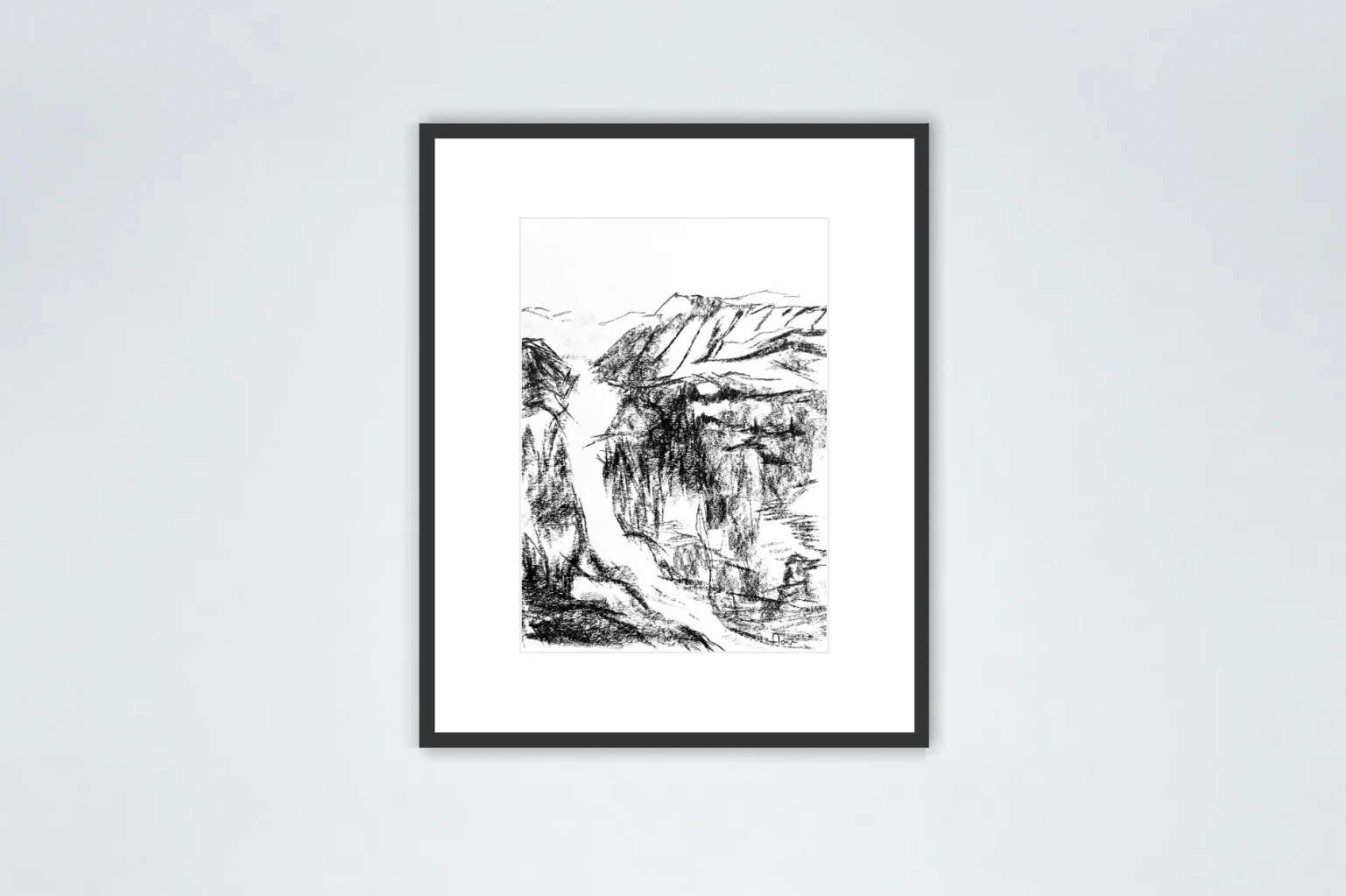 Flow, 2024, charcoal on paper