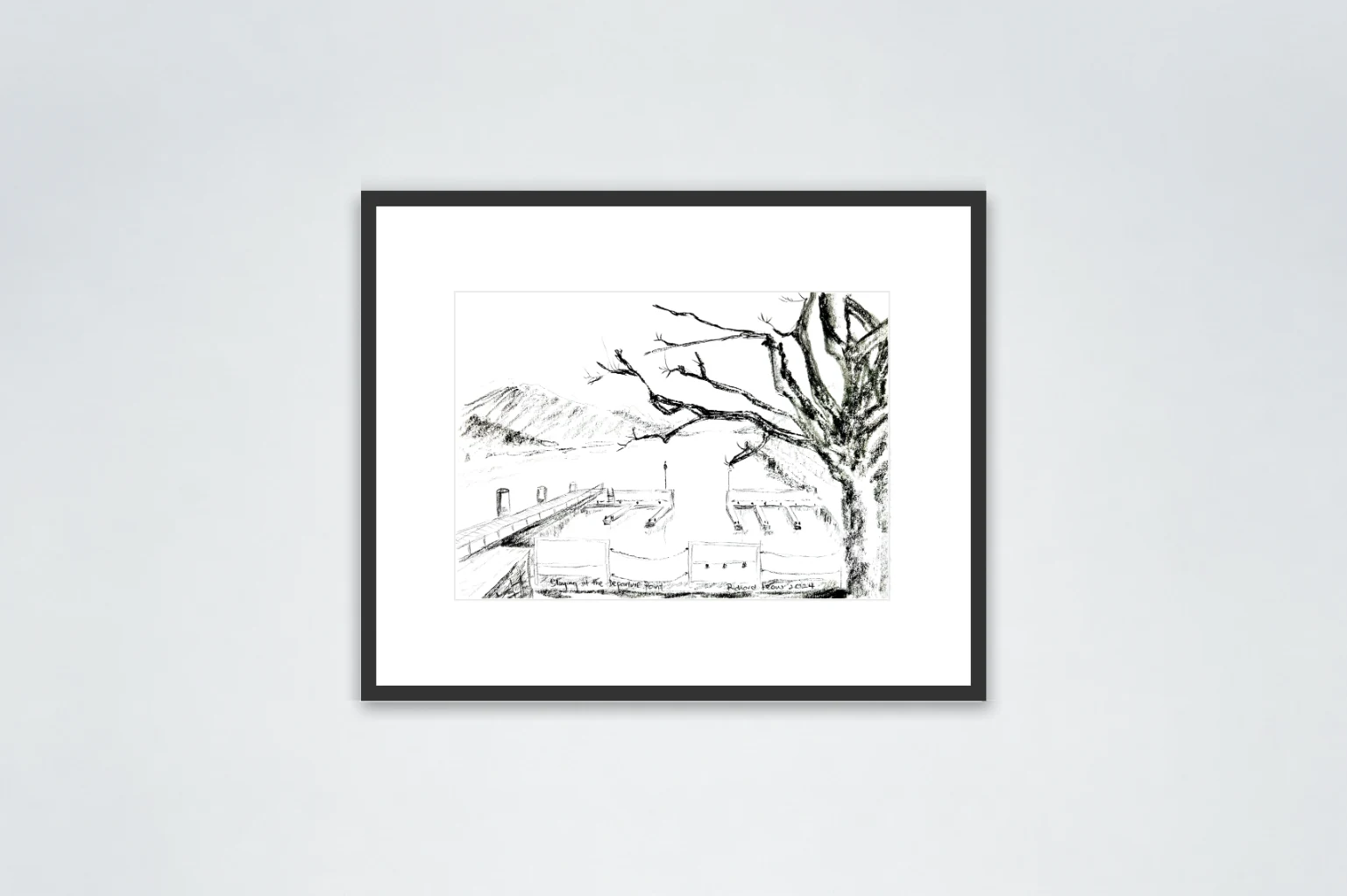 Staying at the Departure Point, 2024, charcoal on paper