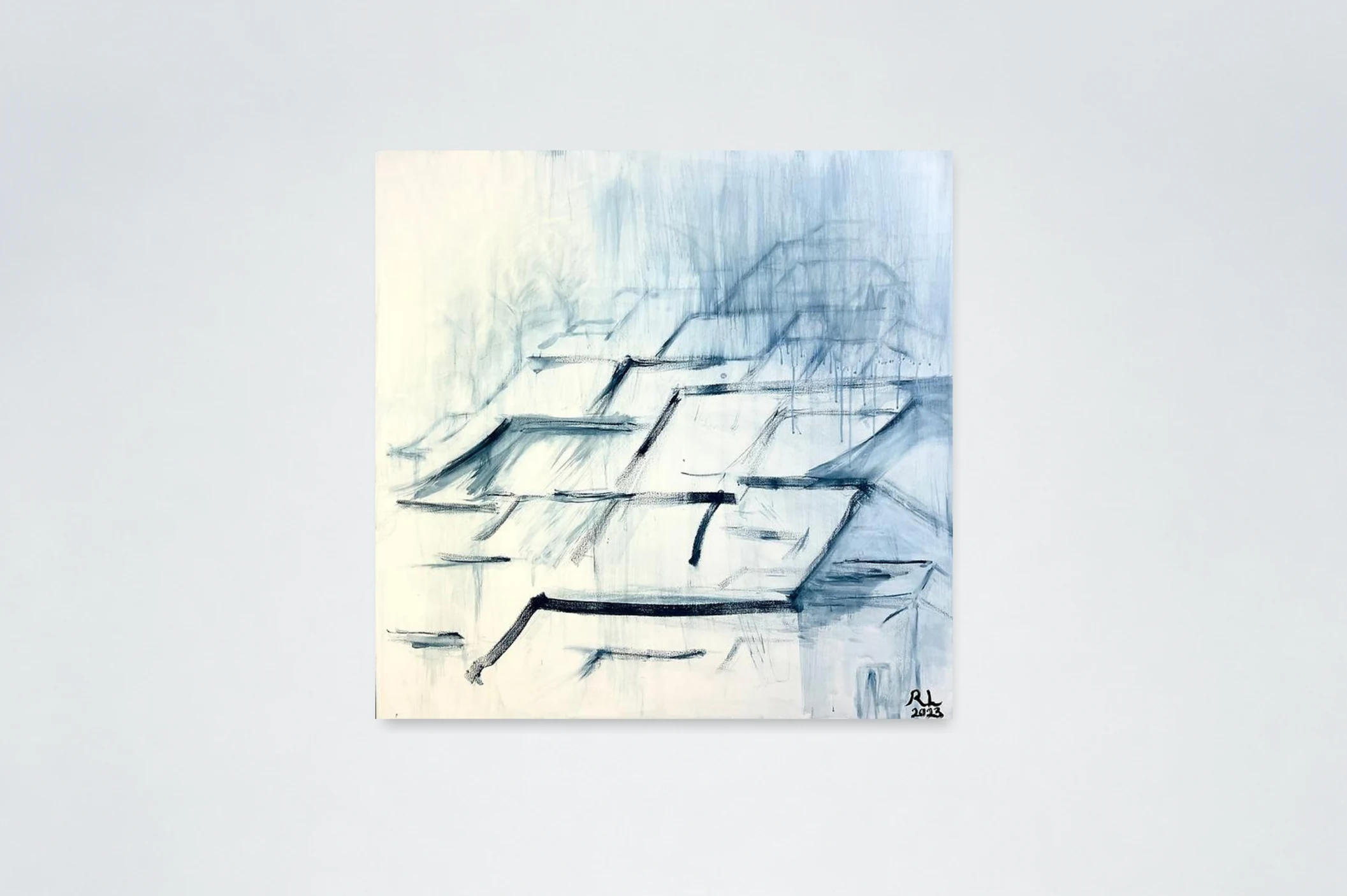 The Symphony of Rain on Roofs, 2023, acrylic and pastel on canvas